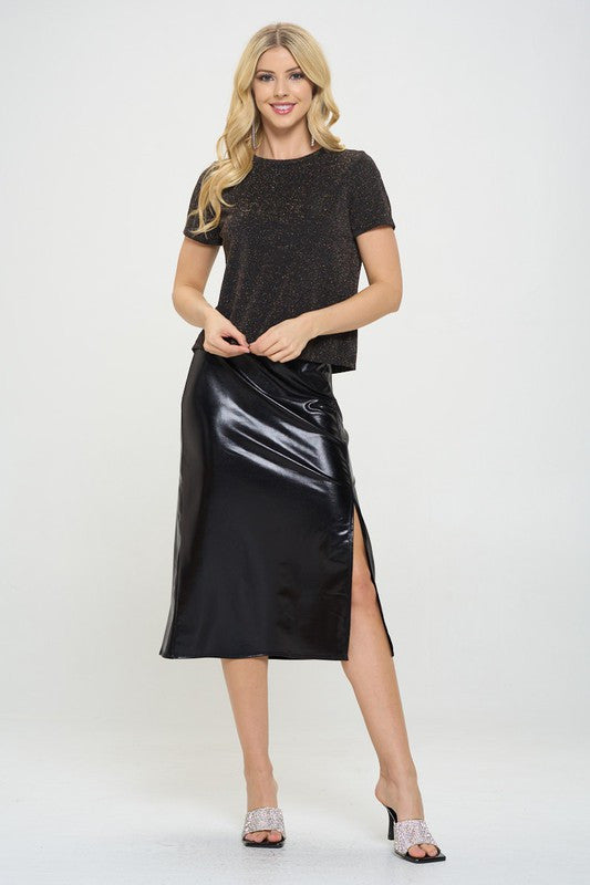Glitter Textured Short Sleeve Top-4