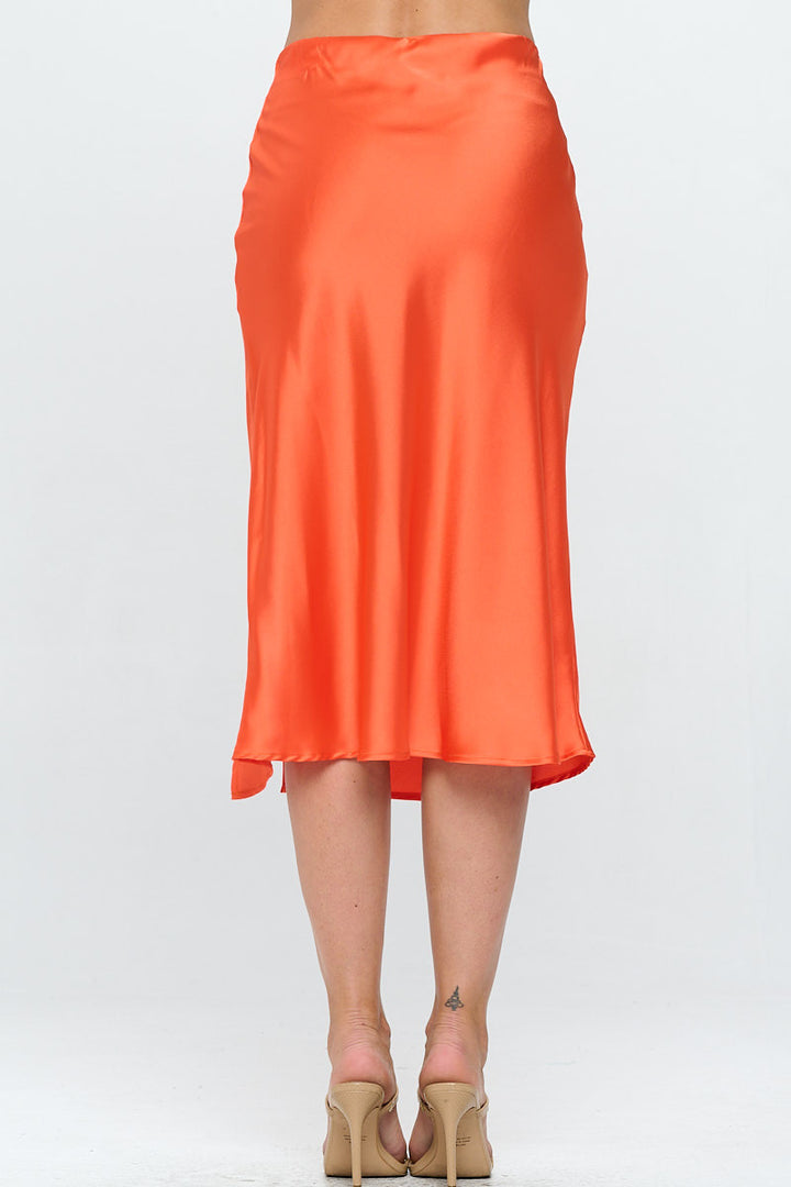Solid Satin Midi Skirt with Slit-3
