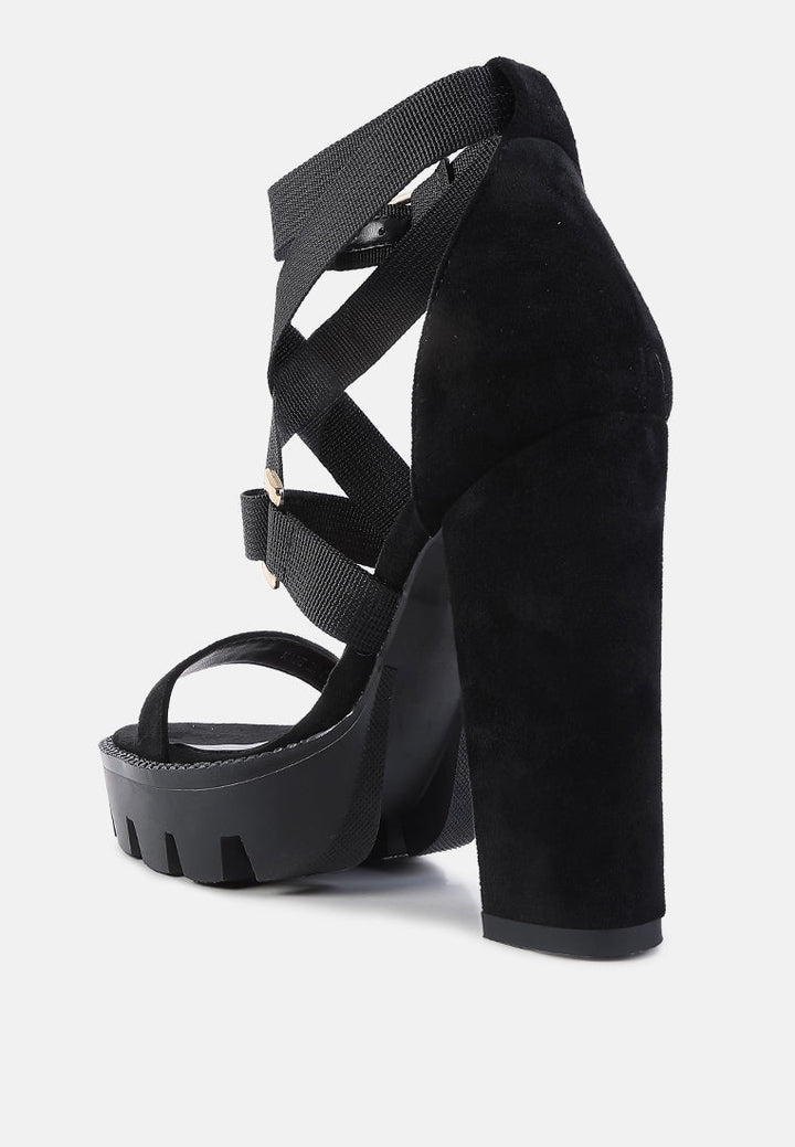 Fresh Daisy Harness Straps Block Heel Sandals-2