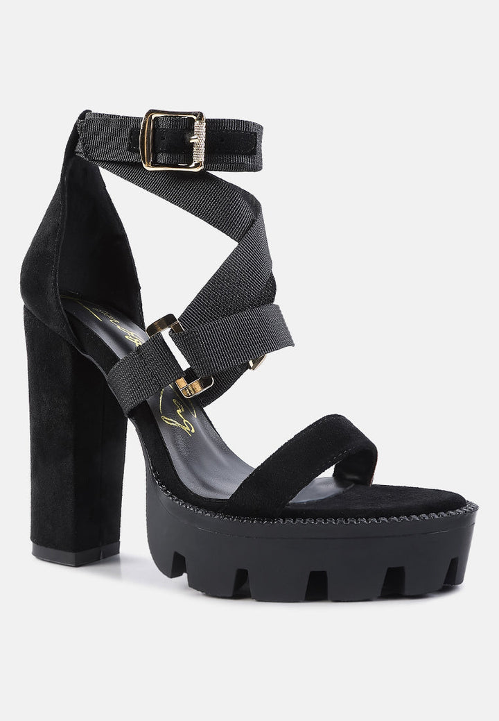 Fresh Daisy Harness Straps Block Heel Sandals-1