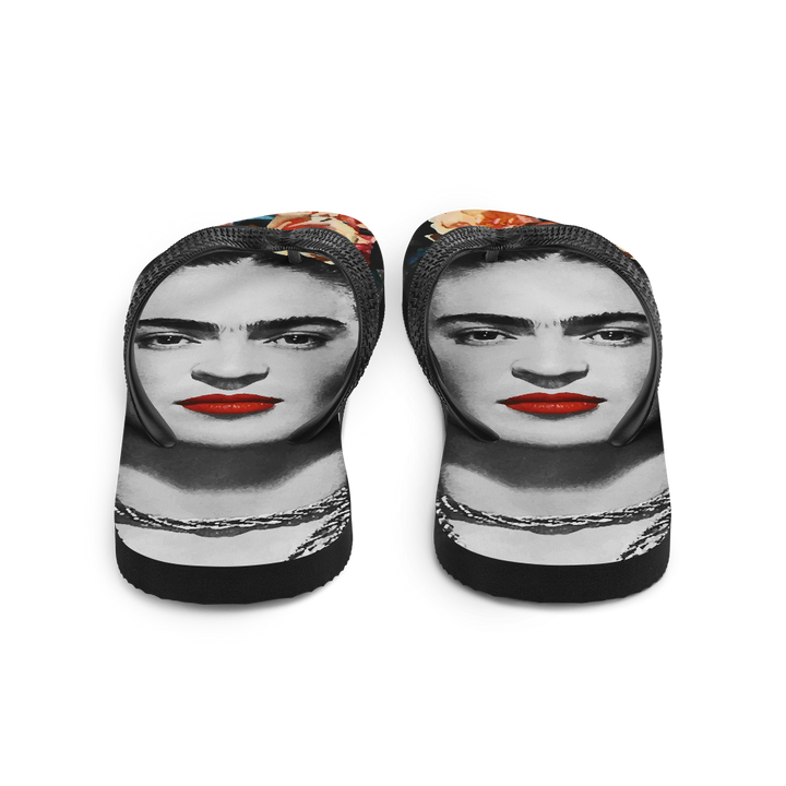 Frida Kahlo With Flowers Poster Artwork Flip-Flops-1