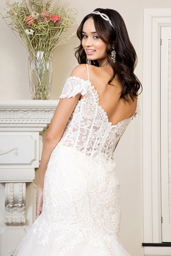 Sweethearted Embroidered Mesh Mermaid w/ Tail Long Wedding Dress GLGL1938-4