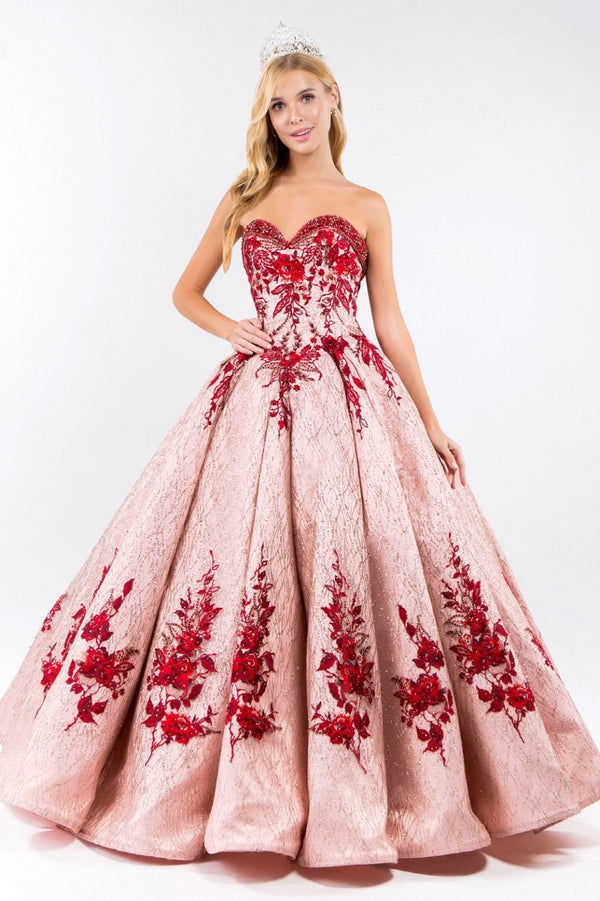 Beads Embellished Neckline Full Glitter Mesh Quinceanera Dress-0