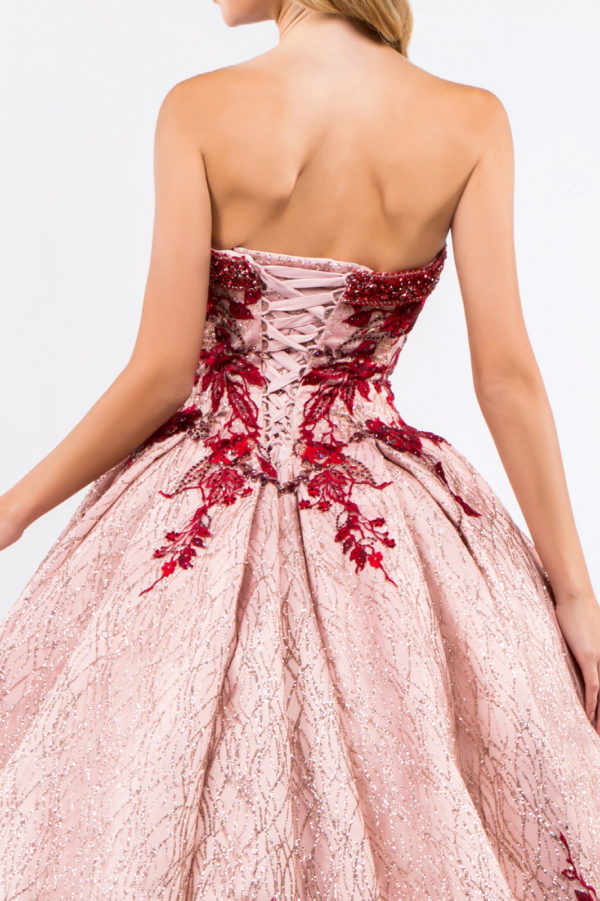 Beads Embellished Neckline Full Glitter Mesh Quinceanera Dress-2