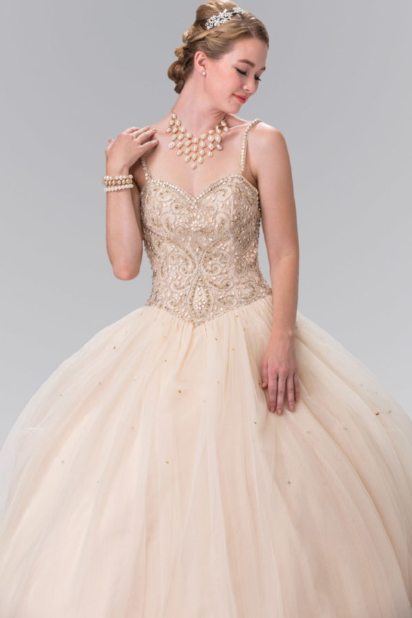 Sweetheart Neckline and Beaded Strap Quinceanera Dress (Bolero Not Included)-2