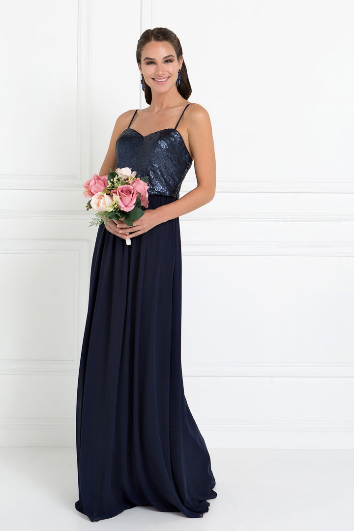 Full Sequin Top Chiffon Long Prom Dress GLGL2416-4