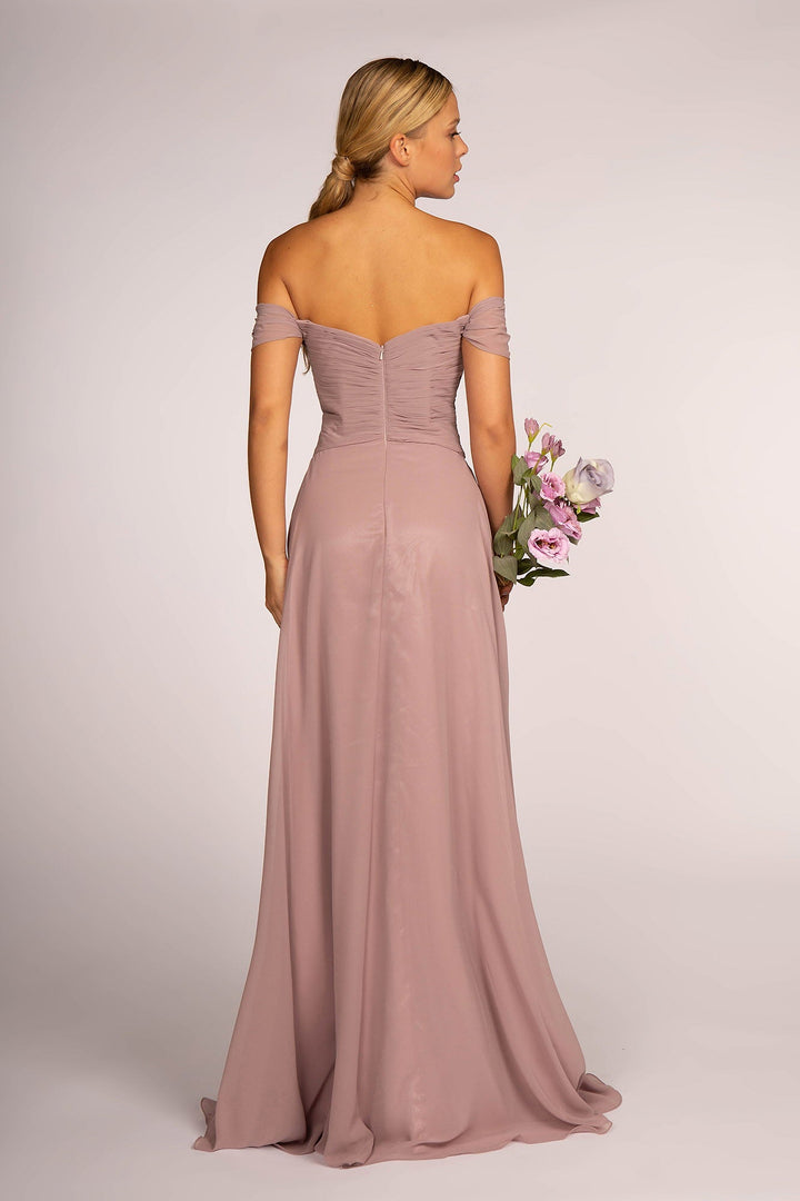 Off-the-Shoulder Chiffon Long Dress-1