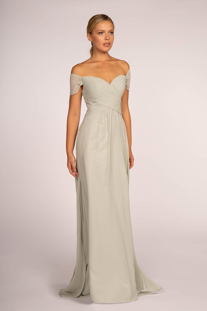 Off-the-Shoulder Chiffon Long Dress-4