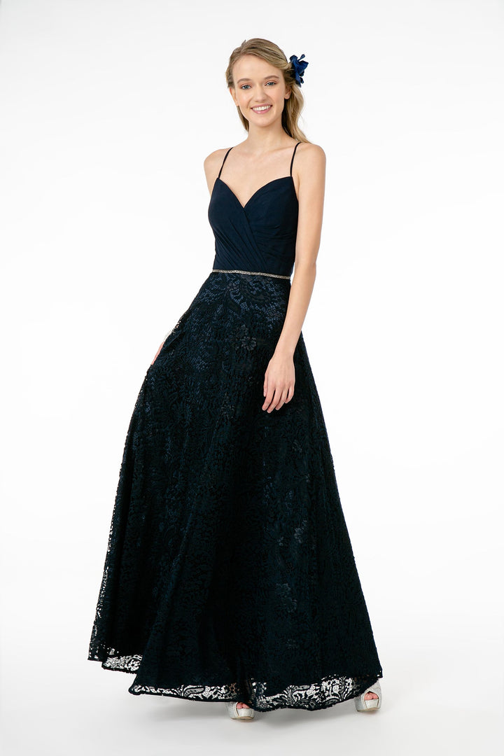 Sweetheart Neckline Lace A-Line w/ Cut-Out-Back Long Prom Dress GLGL2667-4