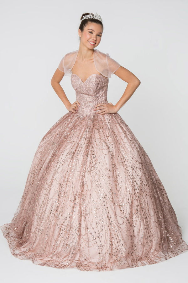 Glitter and Jewel Embellished Quinceanera Dress-5