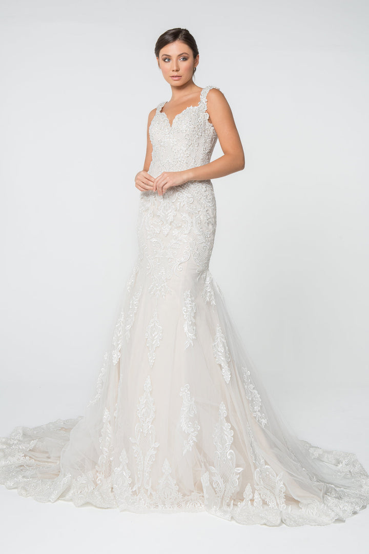 Lace and Jewel Embellished Mermaid w/ Tail Long Wedding Dress GLGL2819-0