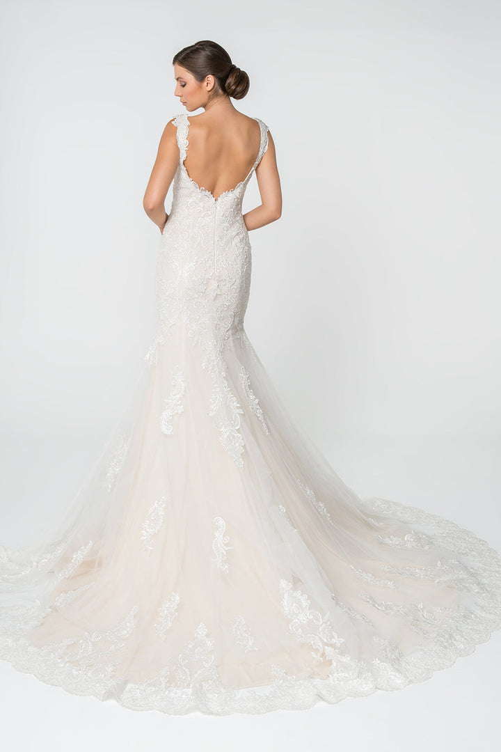 Lace and Jewel Embellished Mermaid w/ Tail Long Wedding Dress GLGL2819-1