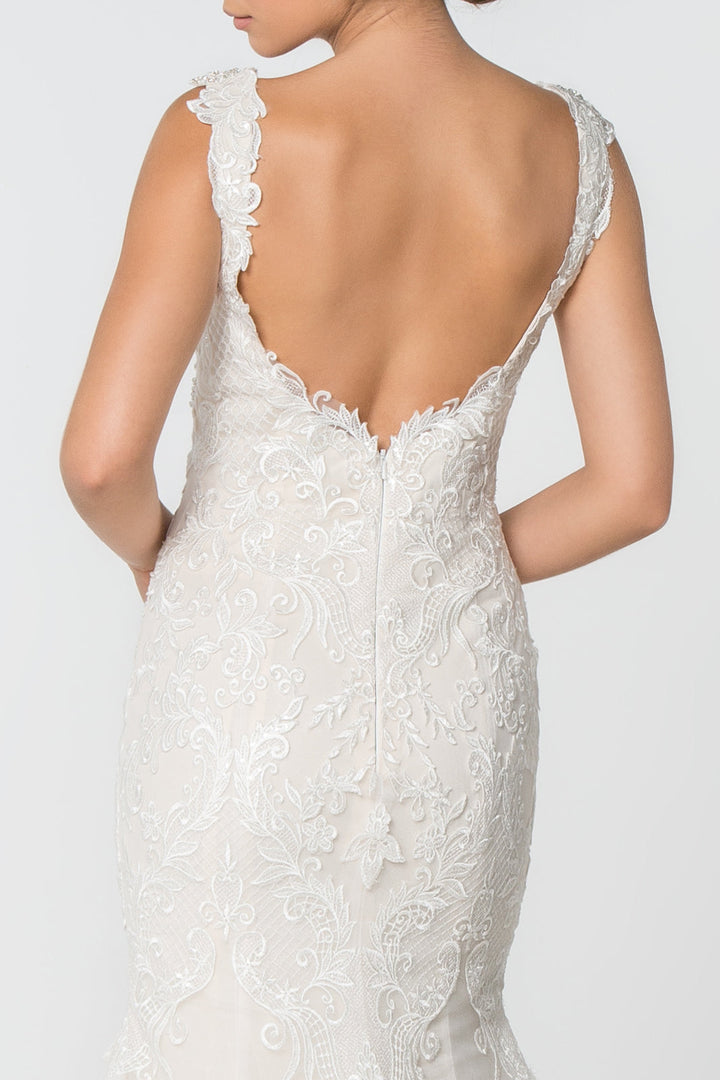 Lace and Jewel Embellished Mermaid w/ Tail Long Wedding Dress GLGL2819-3