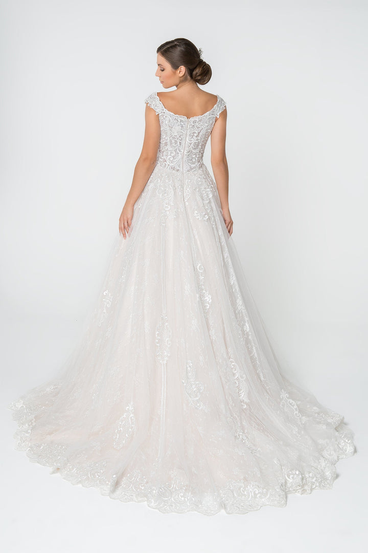 Lace Embellished Bodice A-Line Long Wedding Dress GLGL2823-1