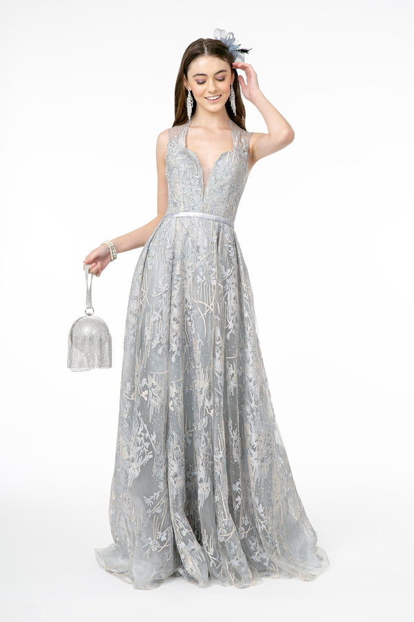 Lace Embellished A-Line Long Prom Dress GLGL2835-0