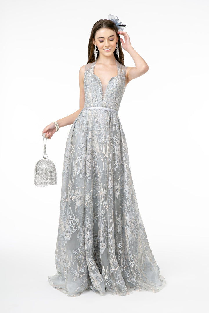 Lace Embellished A-Line Long Prom Dress GLGL2835-0
