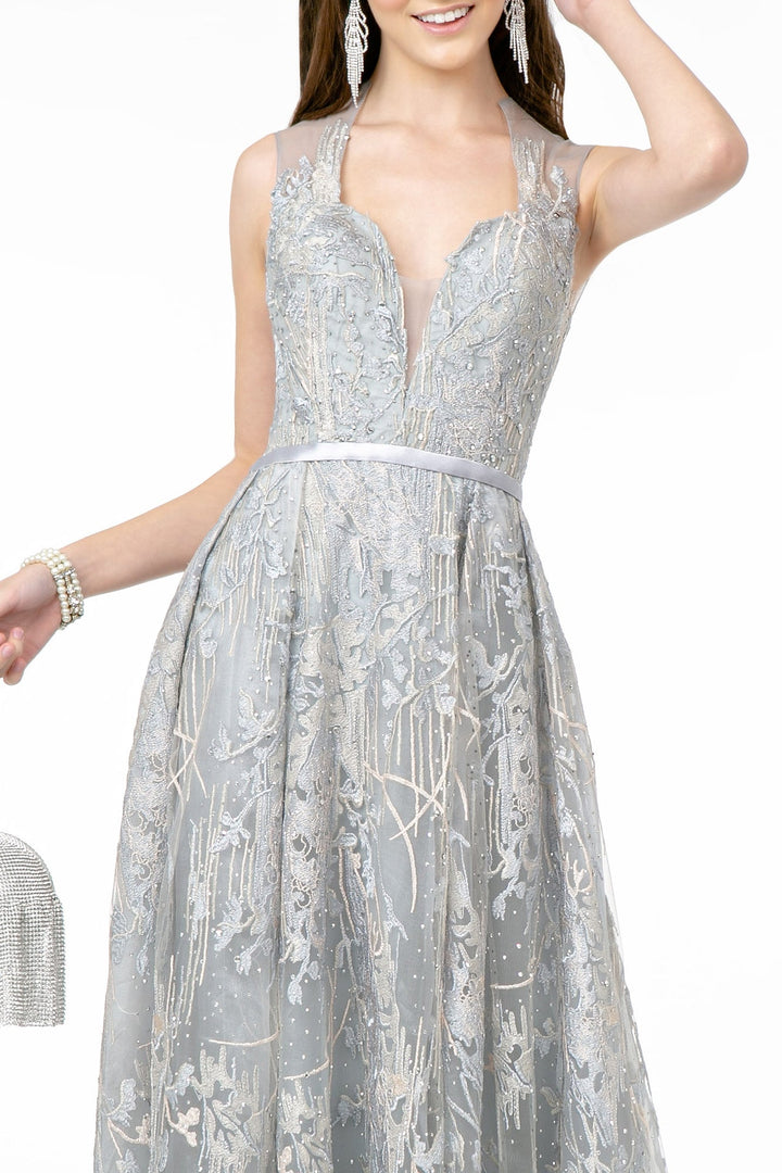 Lace Embellished A-Line Long Prom Dress GLGL2835-2