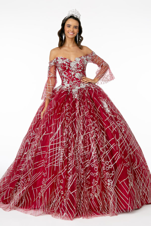 Sweetheart Neckline Glitter Mesh Quinceanera Dress-0