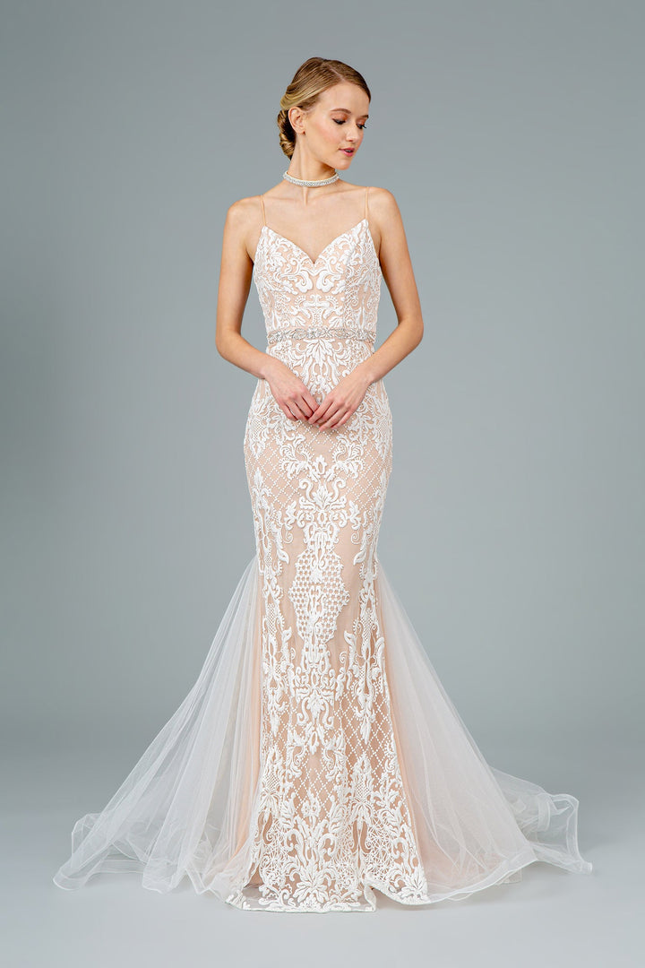 Spaghetti Strap V-Neck Mermaid Long Prom Dress GLGL2934-4