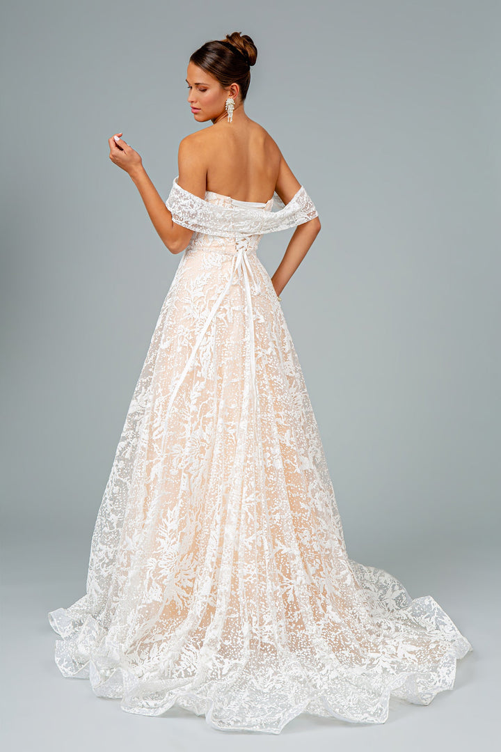 Glitter Mesh Sweetheart A-Line Long Wedding Dress GLGL2937-1