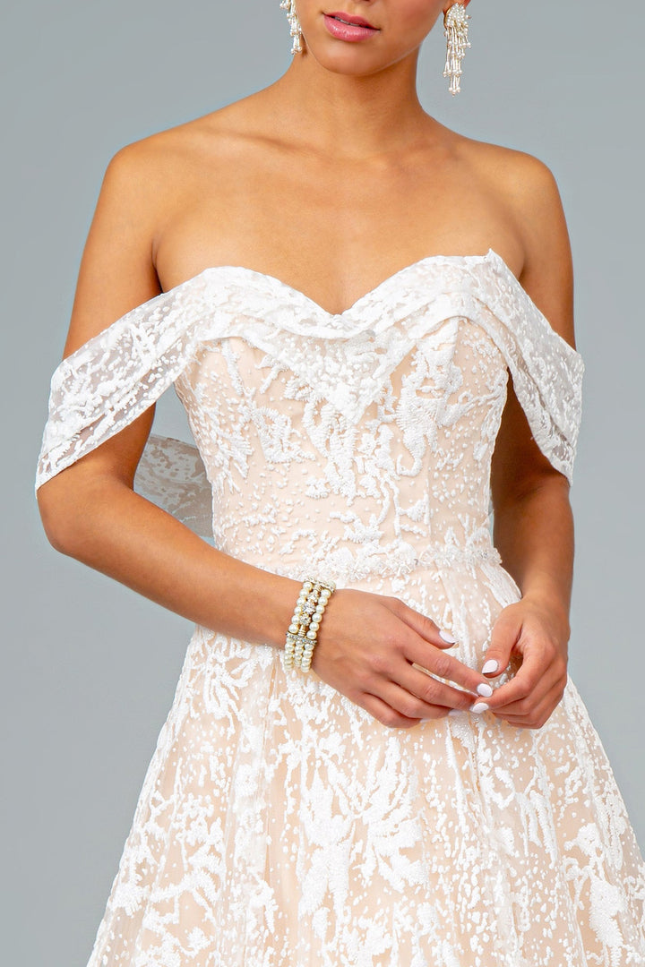 Glitter Mesh Sweetheart A-Line Long Wedding Dress GLGL2937-2