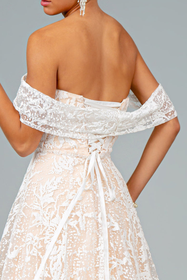 Glitter Mesh Sweetheart A-Line Long Wedding Dress GLGL2937-3