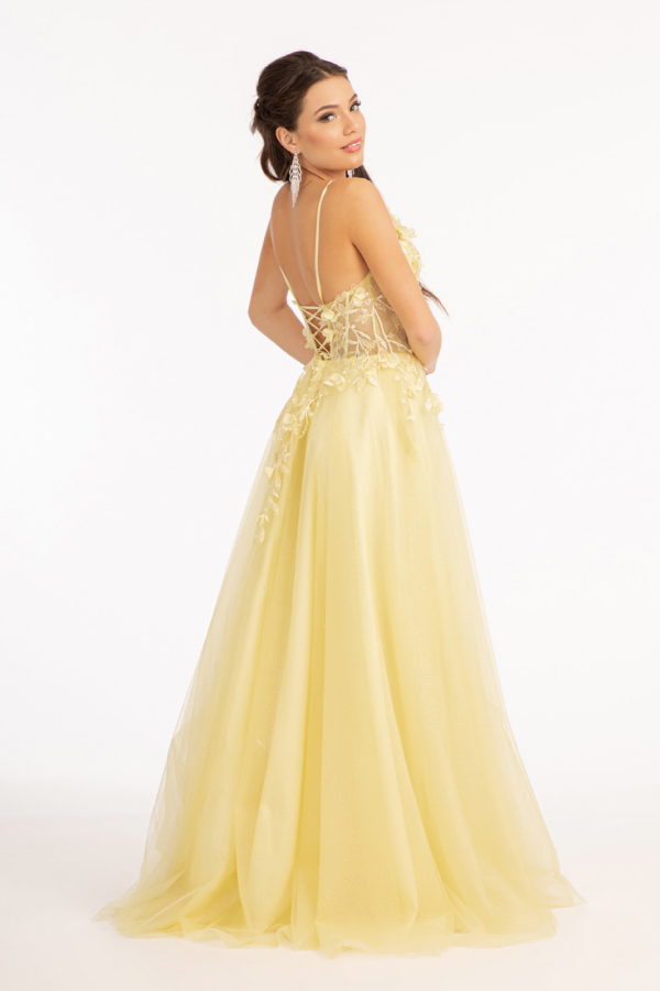 3-D Flower Applique Glitter Mesh A-line Dress w/ Embroidery and Sequin-2