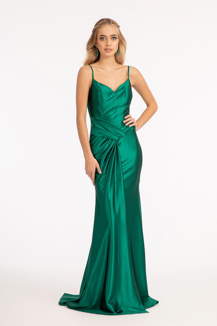 Sweetheart Satin Mermaid w/ Open Back and Side Gathered Waistline Long Prom Dress GLGL3044-5