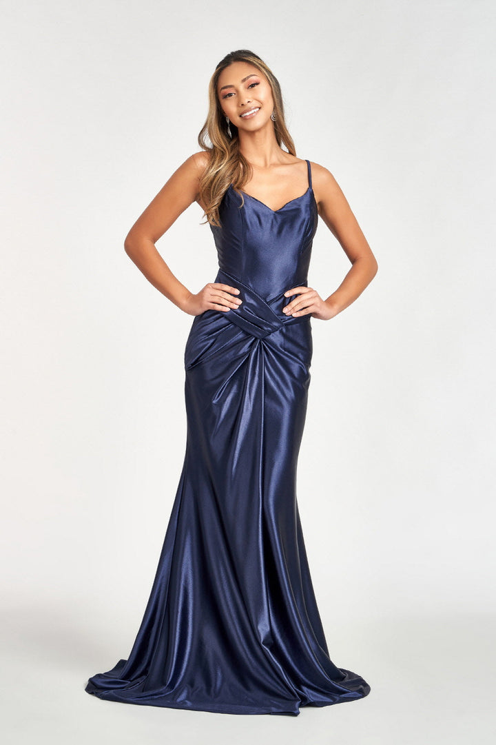 Sweetheart Satin Mermaid w/ Open Back and Side Gathered Waistline Long Prom Dress GLGL3044-7