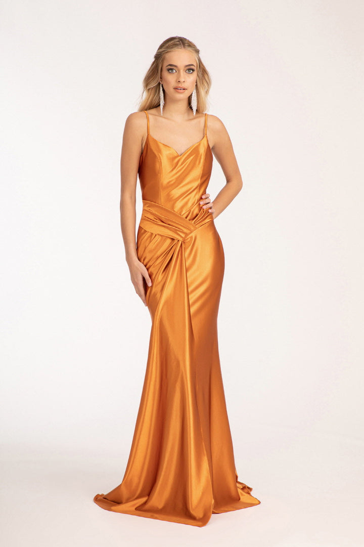 Sweetheart Satin Mermaid w/ Open Back and Side Gathered Waistline Long Prom Dress GLGL3044-8