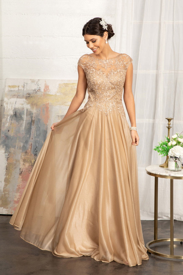 Beads Embellished Embroidered A-line Scoop-Neck Long Mother Of The Bride Dress GLGL3068 Sale-0