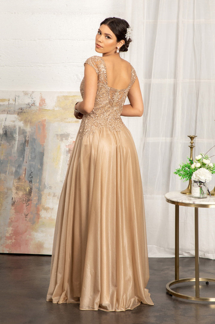 Beads Embellished Embroidered A-line Scoop-Neck Long Mother Of The Bride Dress GLGL3068 Sale-4