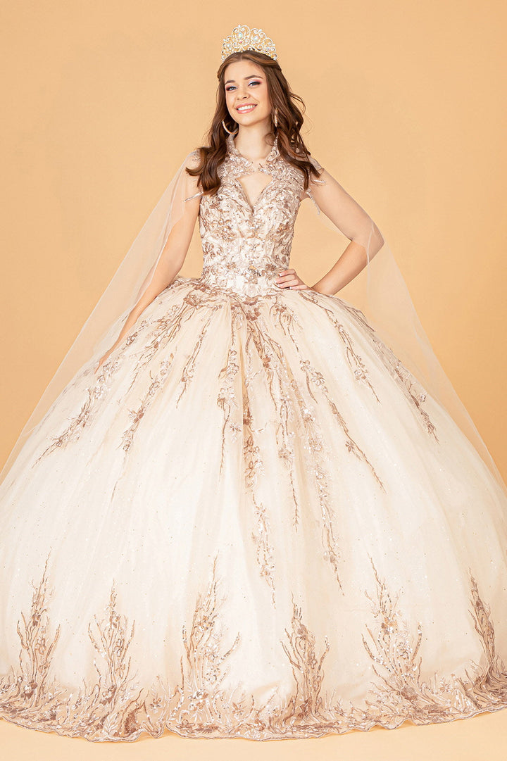 Sequin Glitter Embellished w/ Corset Back Quinceanera Dress GLGL3076-0