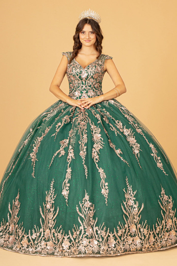 Sequin Glitter Embellished w/ Corset Back Quinceanera Dress GLGL3076-5