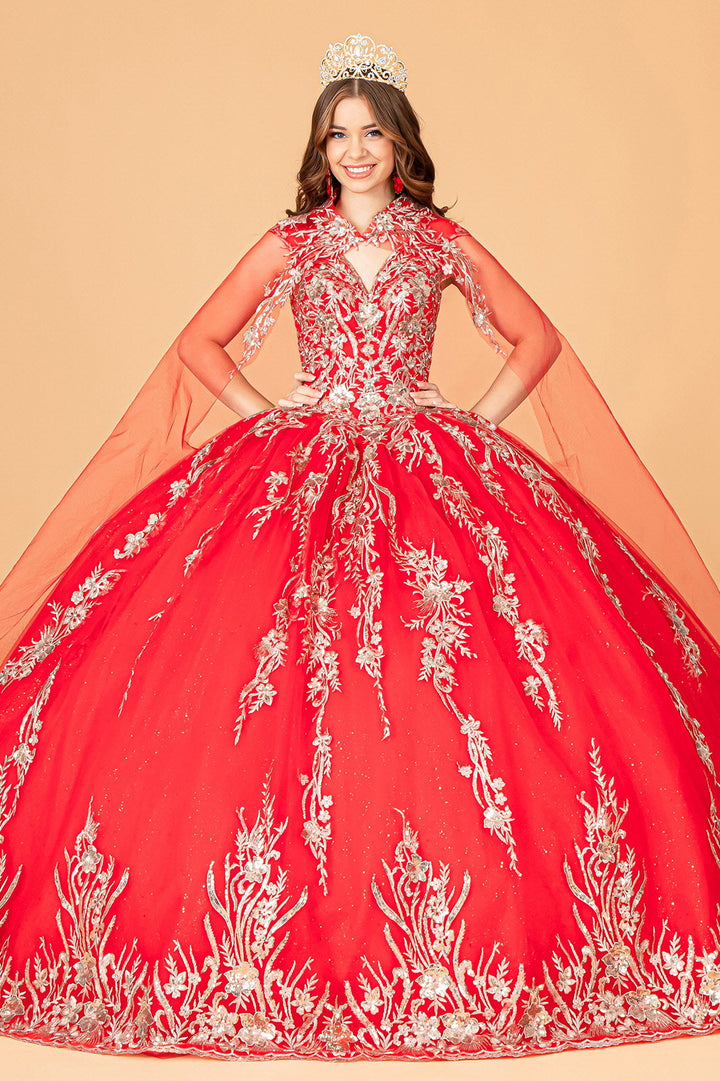 Sequin Glitter Embellished w/ Corset Back Quinceanera Dress GLGL3076-6