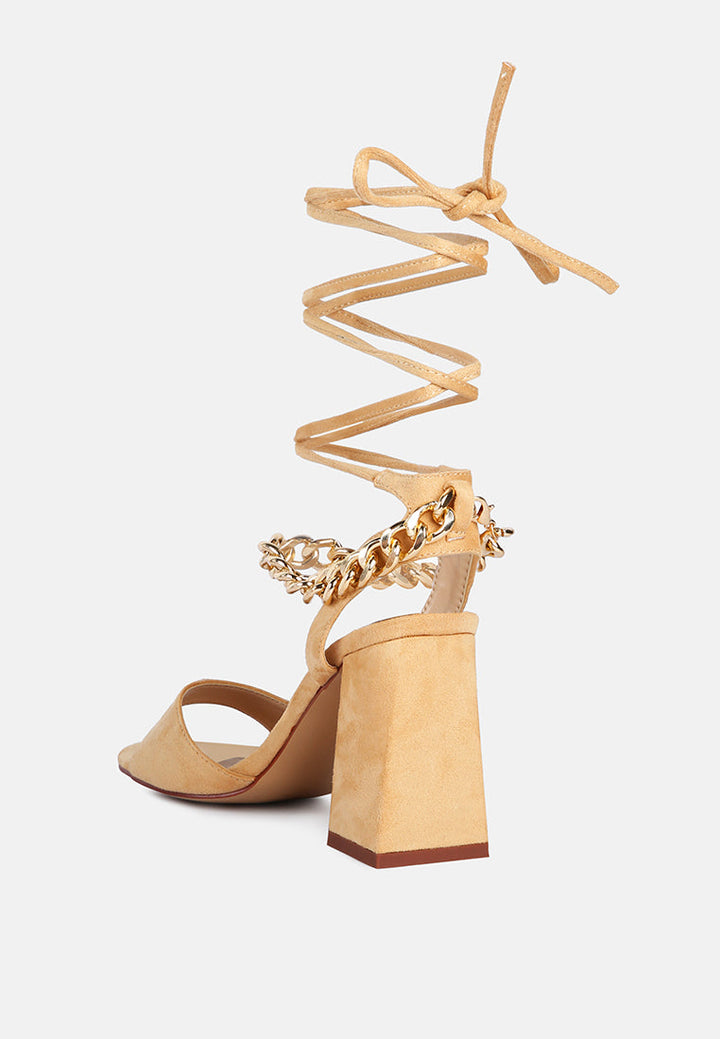 Gone Gurl Metal Chain Lace Up Sandals-2