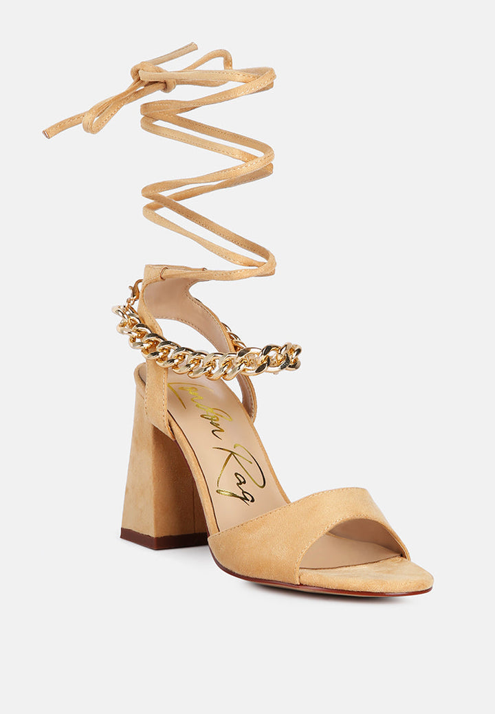 Gone Gurl Metal Chain Lace Up Sandals-1