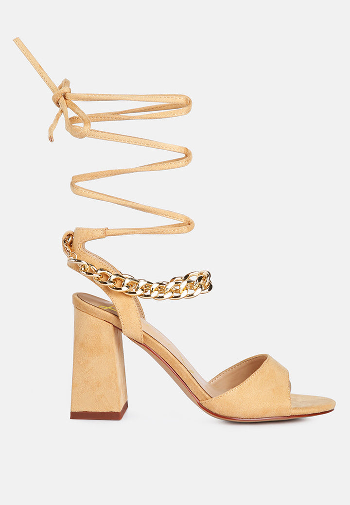 Gone Gurl Metal Chain Lace Up Sandals-0