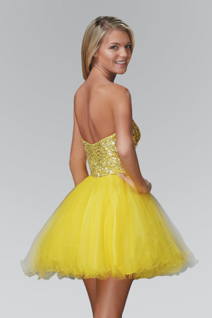Sweetheart Tulle Short Dress with Jewel Embellished Bodice-1