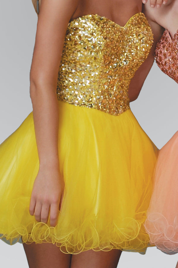 Sweetheart Tulle Short Dress with Jewel Embellished Bodice-0