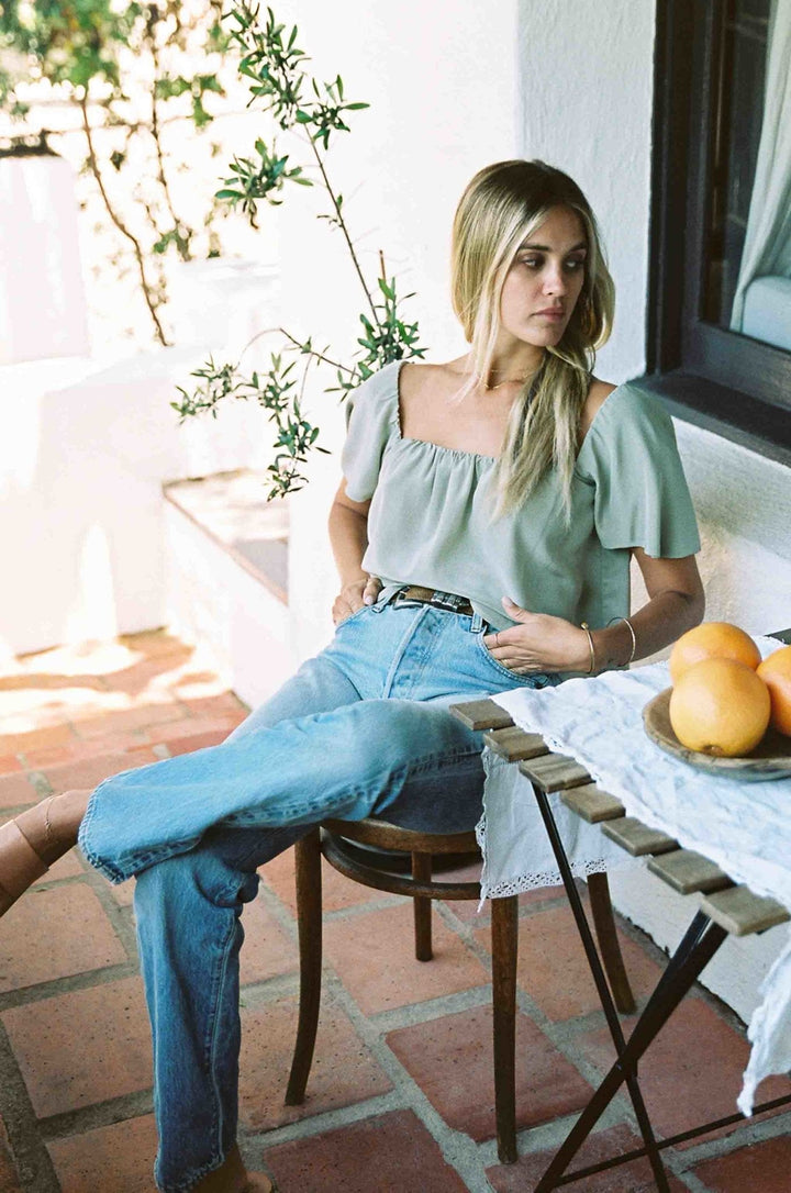 Harlow Top | Sage Green Silk Top-2