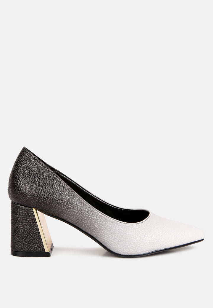 Harlow Metallic Accent Block Heel Pumps-0