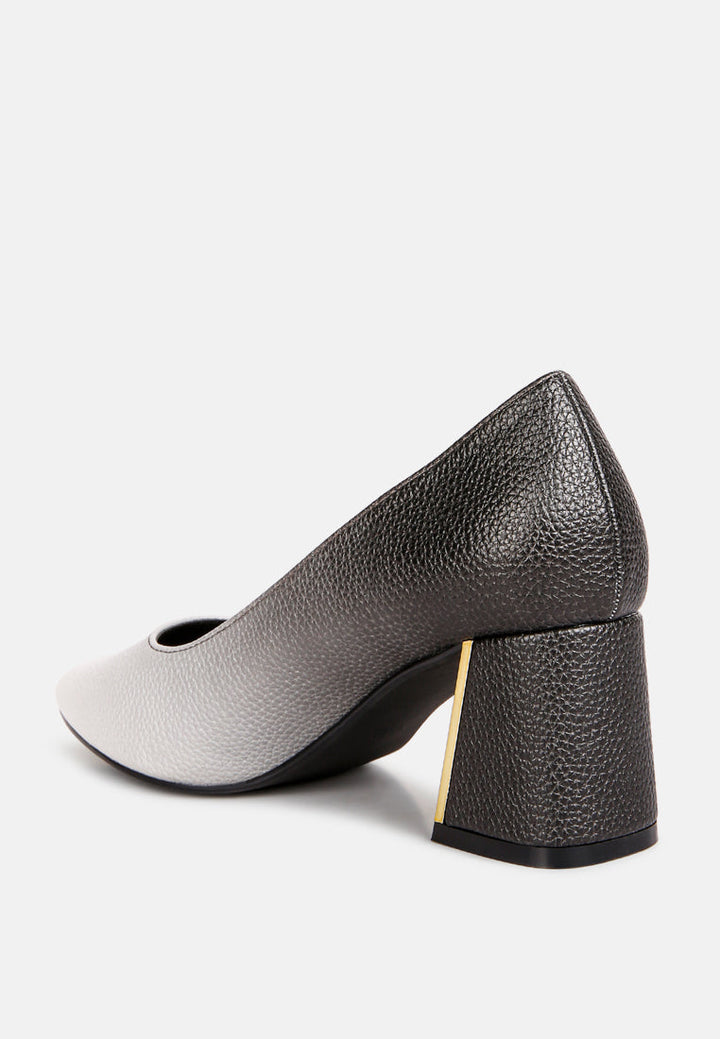 Harlow Metallic Accent Block Heel Pumps-2