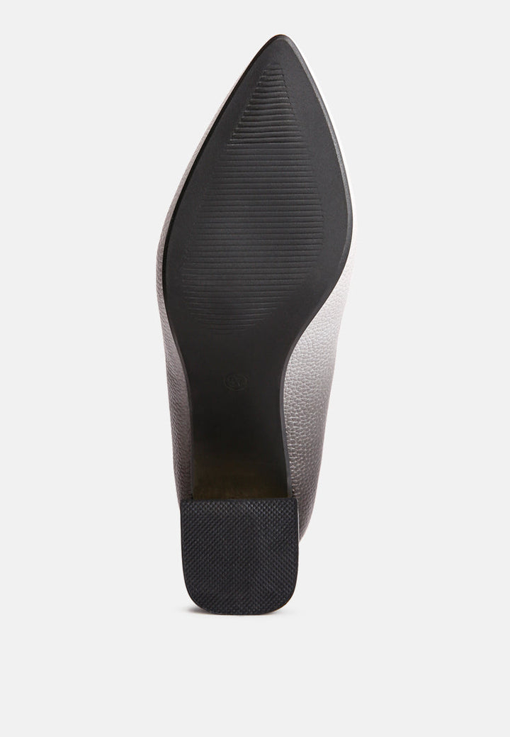 Harlow Metallic Accent Block Heel Pumps-4