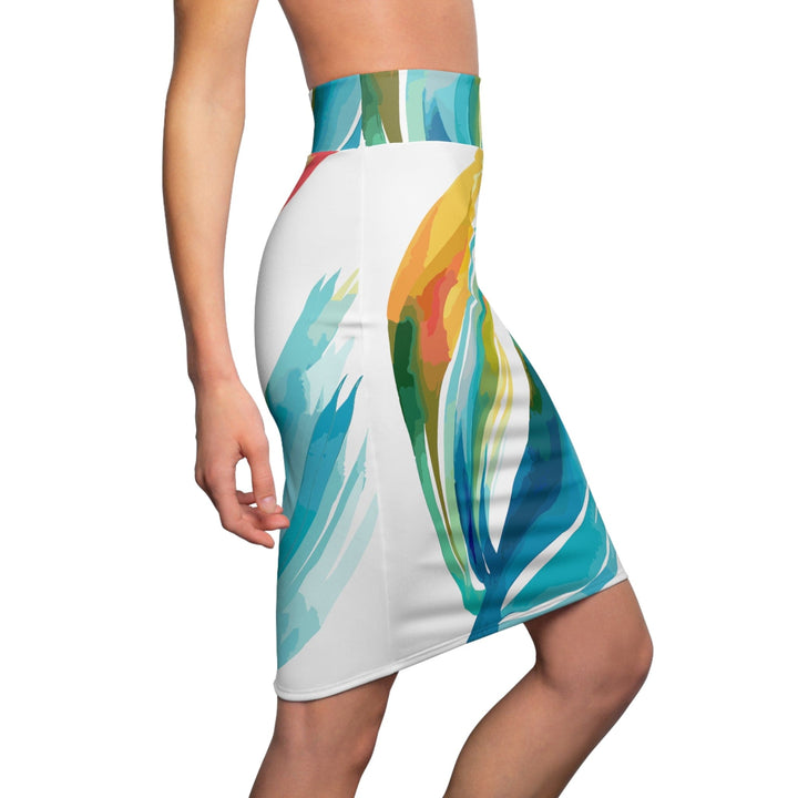 High Waist Womens Pencil Skirt - Contour Stretch - Strength and Courage Illustration-2