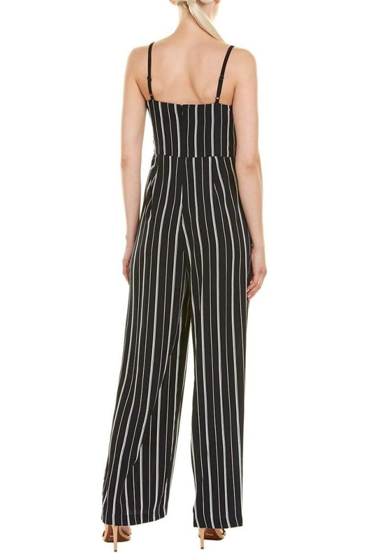 Laundry Spaghetti Strap Concealed Zipper Back Stripe Print Crepe Jumpsuit-1