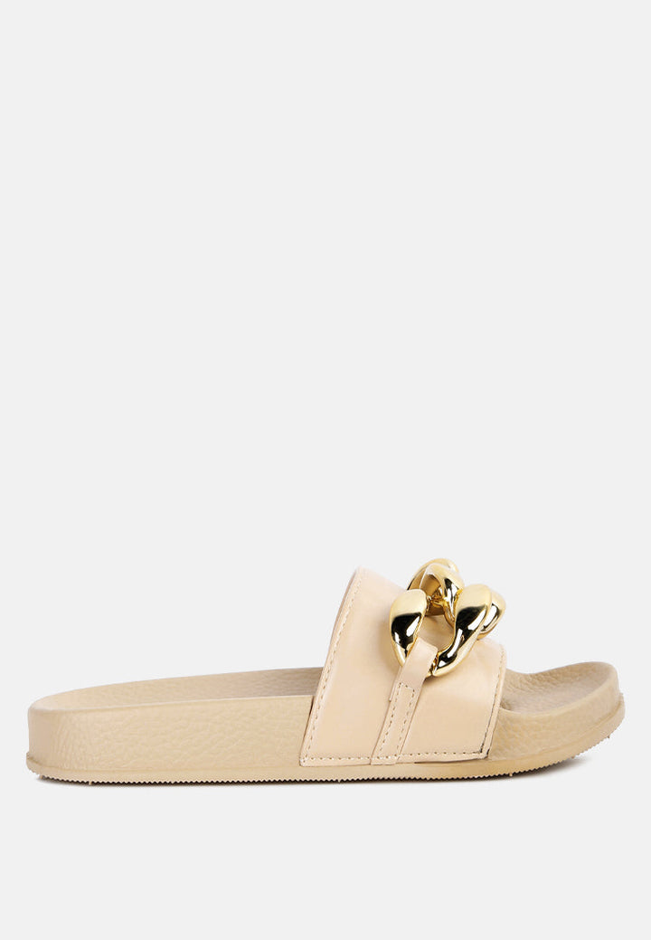 Ishtar Metallic Chain Metal Slid Flats-6