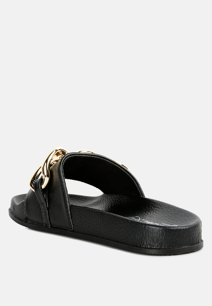 Ishtar Metallic Chain Metal Slid Flats-2