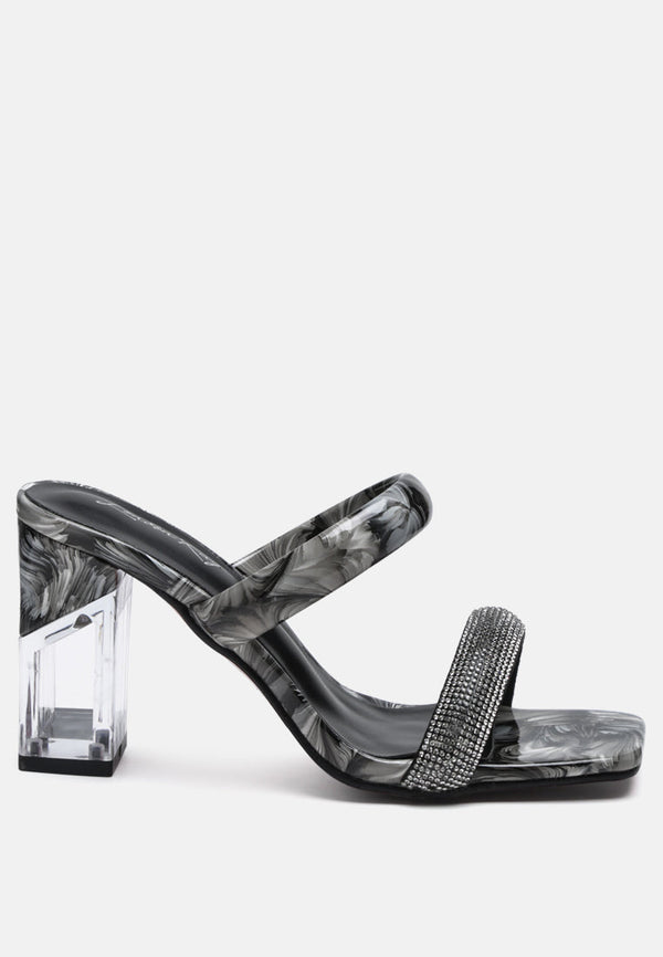 Krypton Marble Print Clear Block Heel Sandals-5