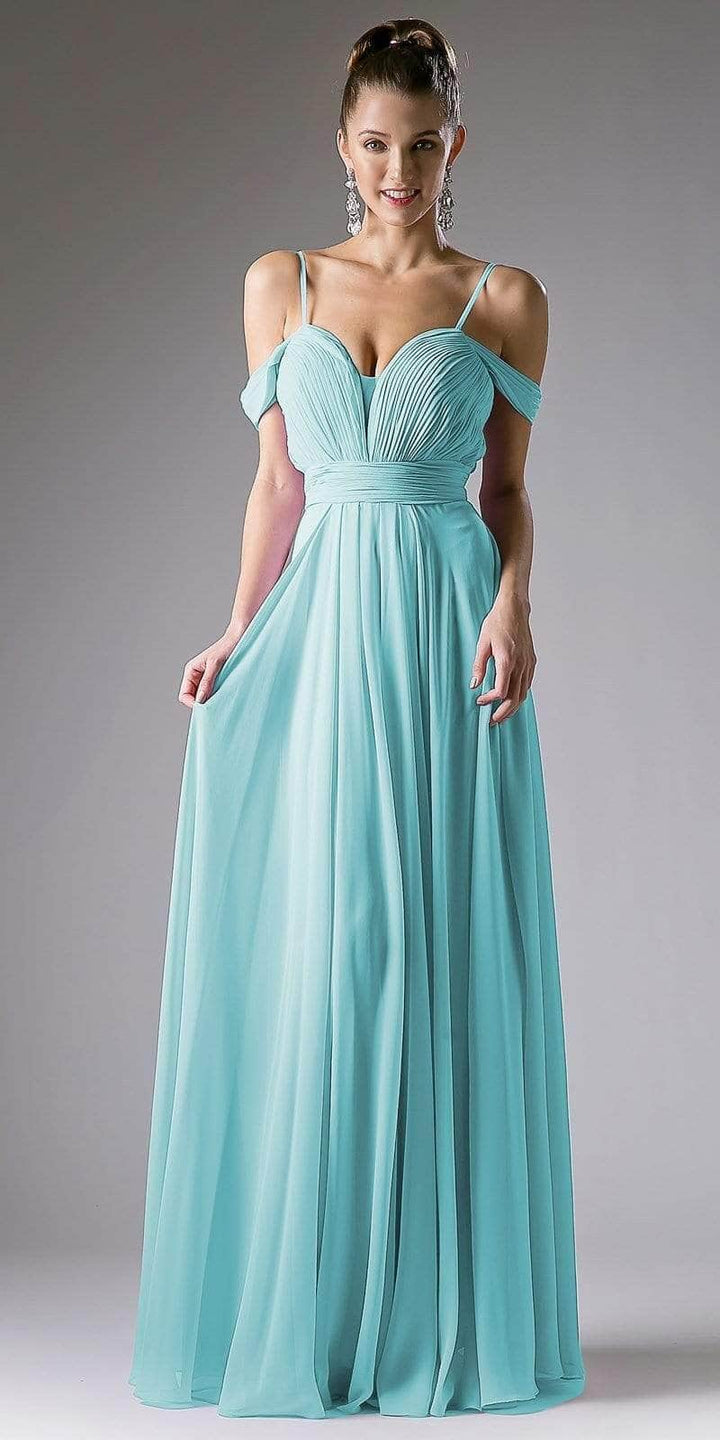 A-line Chiffon Gown with Off the Shoulder Sleeve-2